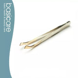 Basicare Stainless Steel Gold Precision Ground Curved Slant Tip Tweezer For Women And Men.Tweezer For Ingrown Hair, Plucking Daily Beauty Tool.