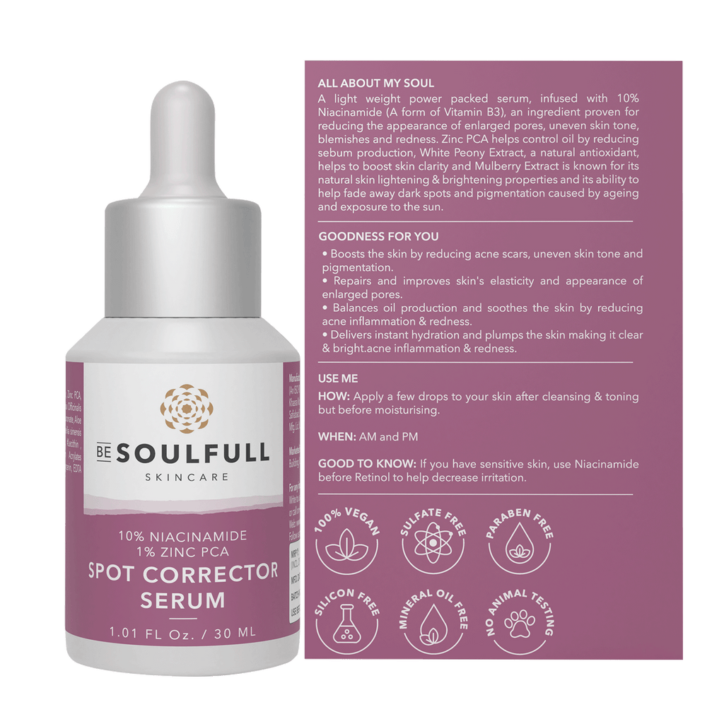 Be Soulfull Spot Corrector Serum with for Acne Scars & Spots | Reduces Acne marks, scars, blemishes | 30ML