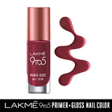 Lakme 9to5 Primer + Gloss Nail Colour, Scarlet Blaze, 6 ml