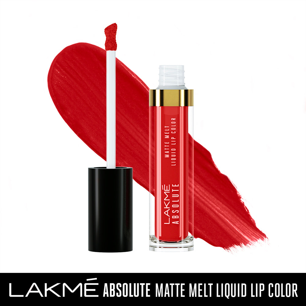 Lakmé Absolute Matte Melt Liquid Lip Color, Rhythmic Red, 6 ml
