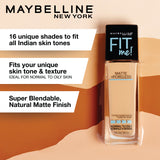 Maybelline New York Fit Me Matte + Poreless Liquid Foundation, 310 Sun Beige | Matte Foundation | Oil Control Foundation | Foundation With SPF, 30 ml