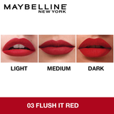 Maybelline New York Sensational Liquid Matte Lipstick 03 Flush It Red, 7G.