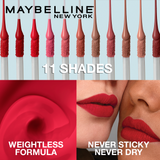 Maybelline New York Sensational Liquid Matte Lipstick 03 Flush It Red, 7G.