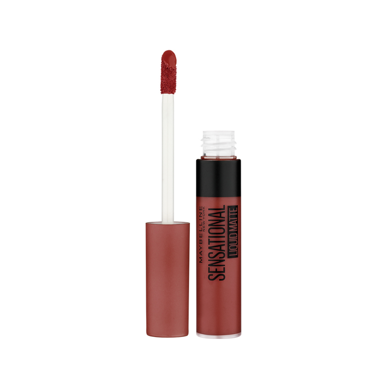 Maybelline New York Sensational Liquid Matte Lipstick, 13 Upbeat Crimson, 7ml - Liquid Lipstick Shades Delivering Intense Matte Color Effect