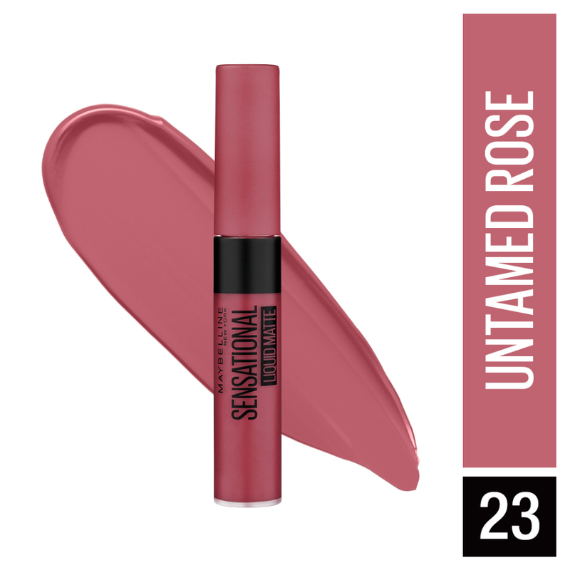 Maybelline New York Sensational Liquid Matte Lipstick, 23 Untamed Rose, 7ml - Liquid Lipstick Shades Delivering Intense Matte Color Effect
