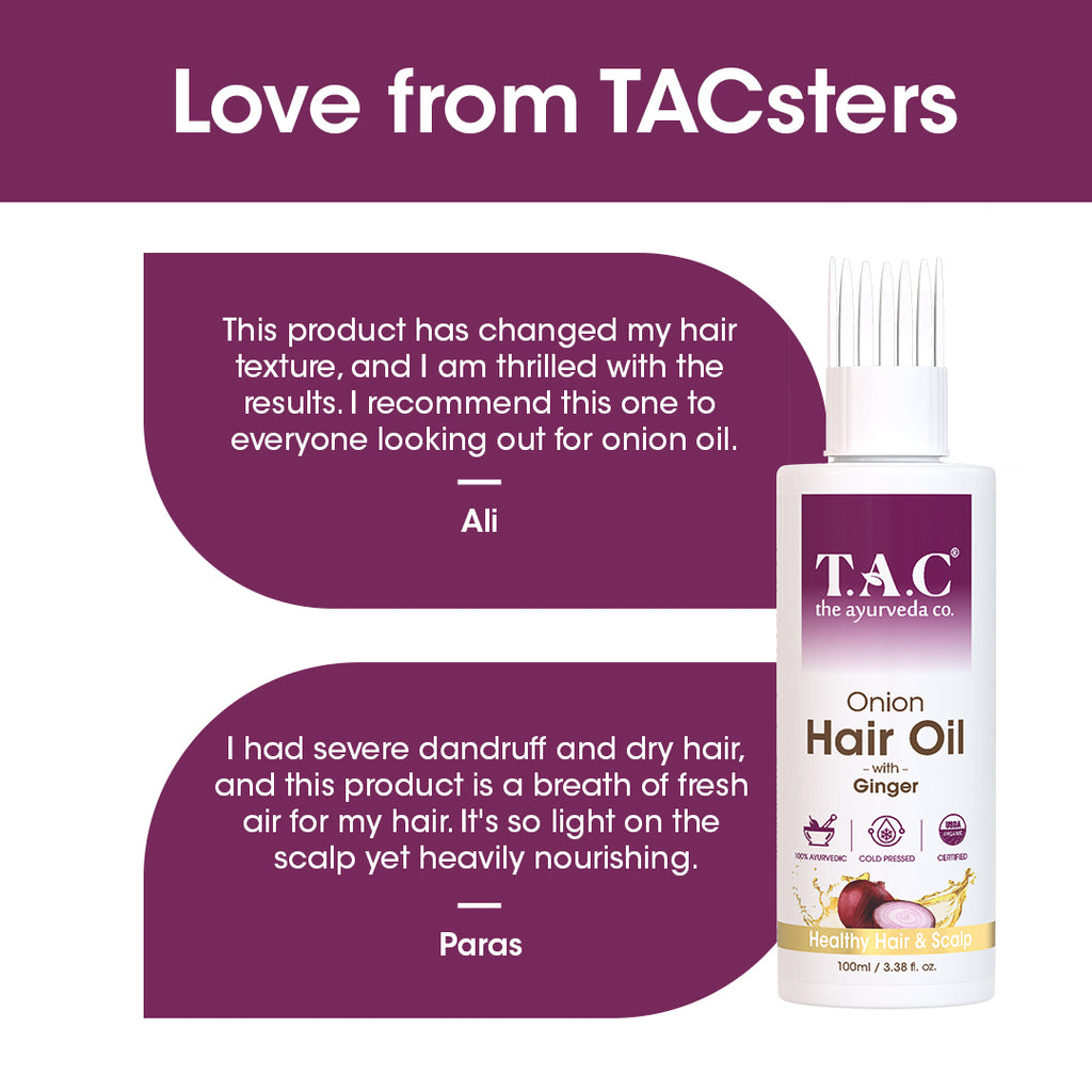 T.A.C - The Ayurveda Co. Onion Hair Oil for women and men with Ginger & Blackseed Extract For Hair Growth and Hair Fall Control - 100ml