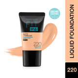 Maybelline New York Fit Me Matte+Poreless Liquid Foundation Tube, 220 Natural Beige, 18ml