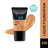 Maybelline New York Fit Me Matte+Poreless Liquid Foundation Tube, 330 Toffee, 18ml