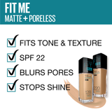 Maybelline New York Fit Me Matte+Poreless Liquid Foundation Tube, 115 Ivory, 18ml