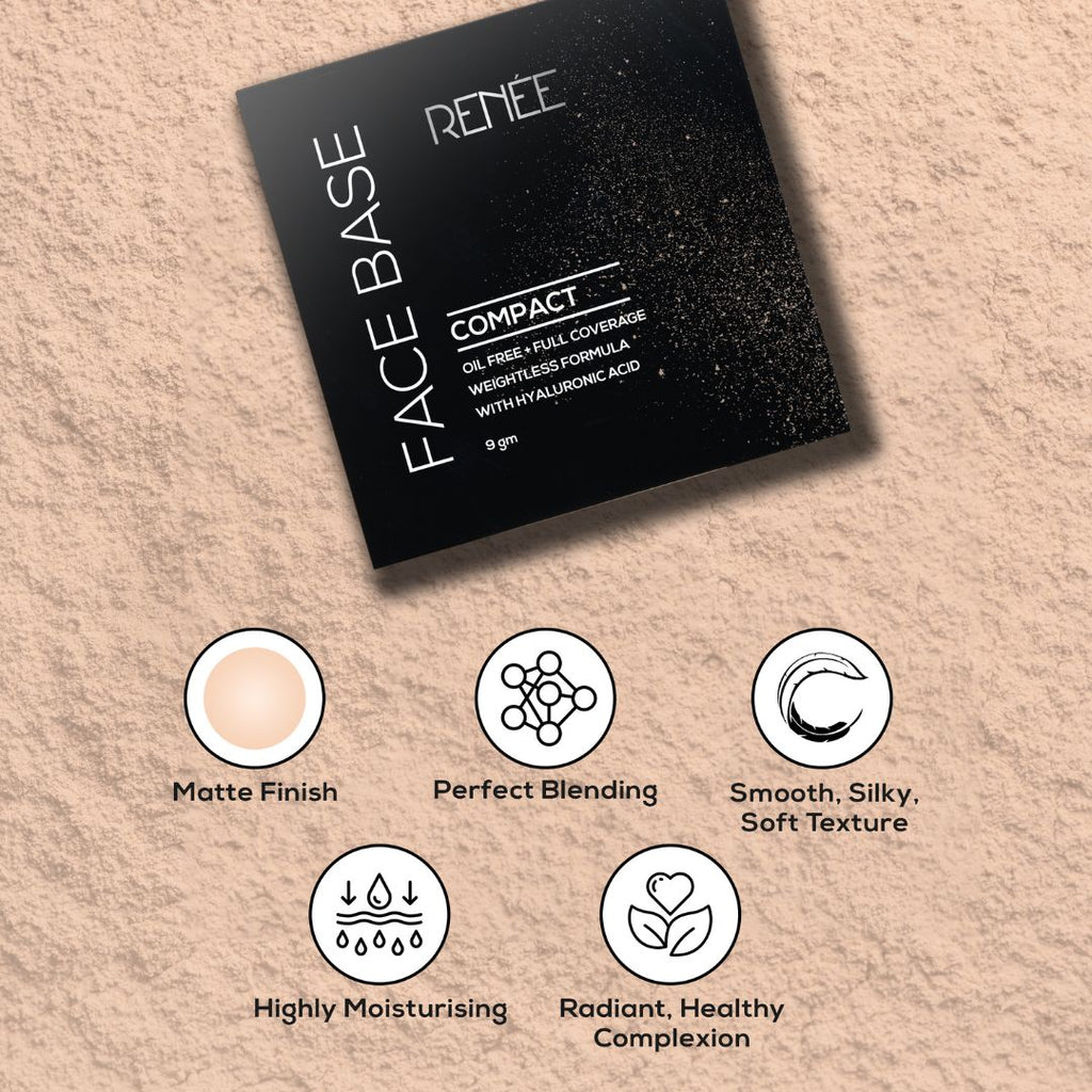 RENEE Face Base Compact - Macadamia Beige, 9gm