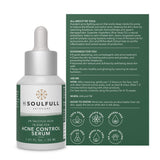 Be Soulfull Acne Control Serum for Oily & Acne-prone Skin| Treats Acne & Hyperpigmentation | 30ML