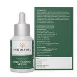 Be Soulfull Acne Control Serum for Oily & Acne-prone Skin| Treats Acne & Hyperpigmentation | 30ML