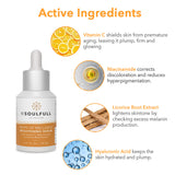 Be Soulfull Vitamin C Brightening Serum for Natural Glow | Brightens Skin & Boosts Collagen | 30ml